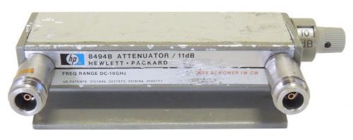 Agilent HP 8494B Step Attenuator DC-18GHz 11dB Opt-001 Type-N/ Stand/ Warranty