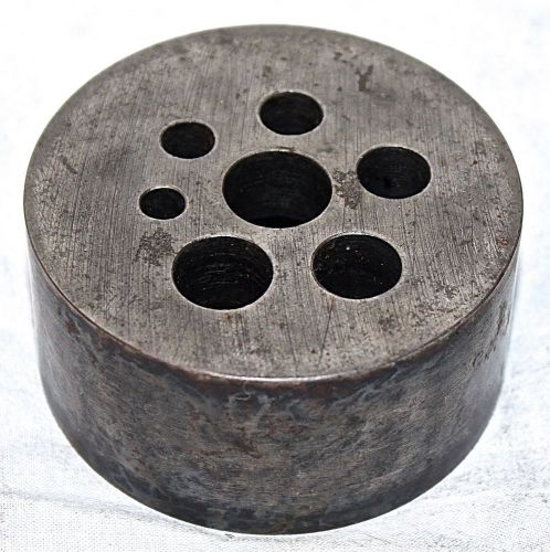 MACHINIST 3&#034;DIAMETER BY 1 7/16&#034; THICK HEAVY STEEL BENCH BLOCK FOR DRIVING PINS