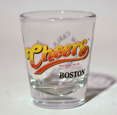 Cheers Boston Shot Glass with 6 Names on Back Sam Carla Frasier Cliff Norm Woody