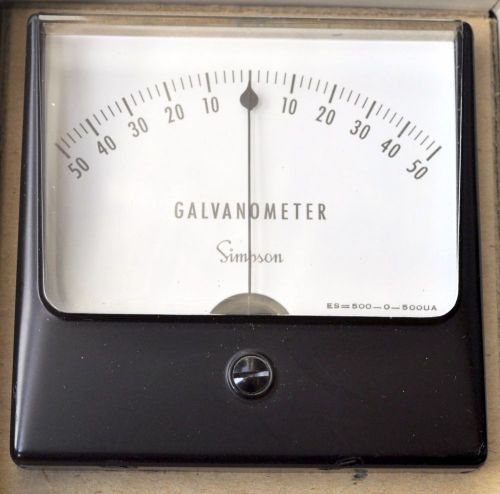 Simpson Panel Meter Model 1327 DC Microammeter 0-500-0 Galvanometer 3-1/2&#034;