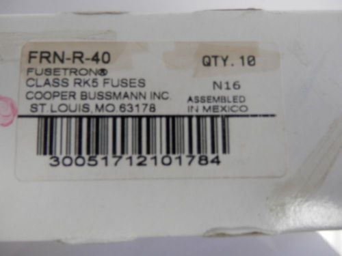Bussmann frn-r-40 amp 250 v class rk5 fuse (box of 10) new for sale