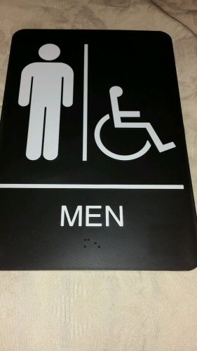 Restroom / Bathroom Braille ADA Black Plastic 6x9 Men Handicap Sign NWOP