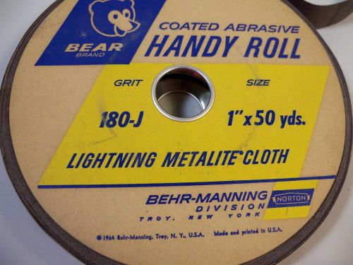 1964 bear brand lightning metalite cloth roll w/box 1&#034;x 50 yards 180-j grit for sale