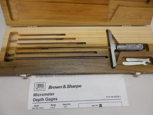 Brown &amp; sharpe depth mic 599-603-146-3 0-6&#034; micrometer inspection tool for sale