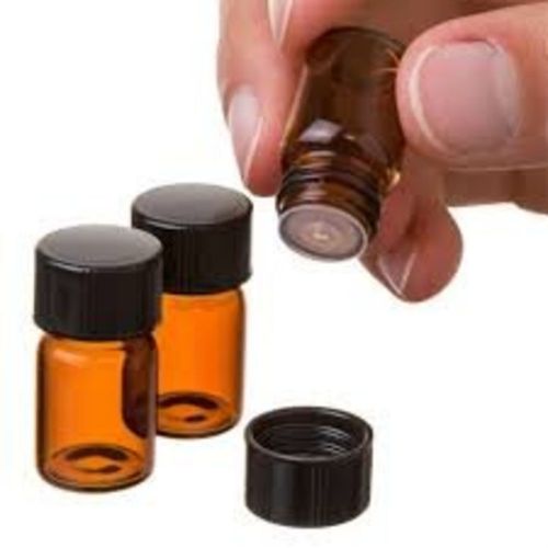 2 ml (5/8 dram) amber glass essential oil bottle with orifice reducer and cap... for sale