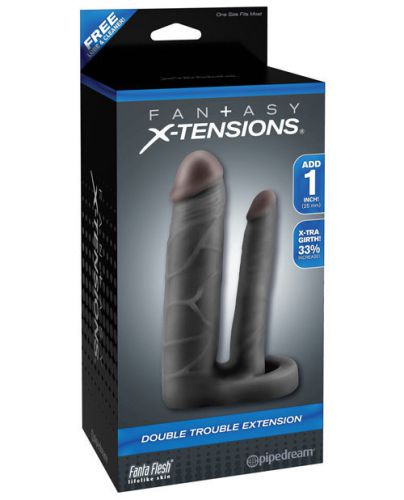Fantasy xtensions double trouble penis extension - black for sale