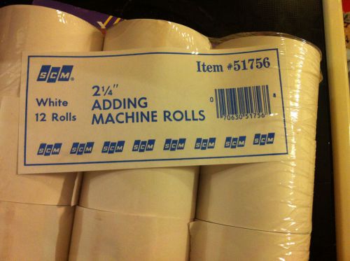 2 1/4&#034; Wide Adding Machine paper,  11 rolls by SCM Item # 51756