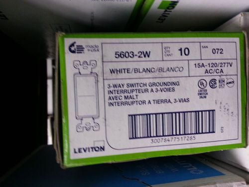 Leviton 5603 Decora 3 WAY Rocker Switch WHITE 5603-2W (Box of 10- NEW IN BOX)