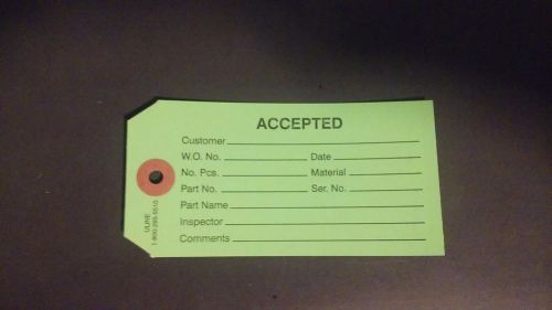 Uline #5 Green &#034;Accepted&#034; Inspection Tag S-2421G, Opened Box 500