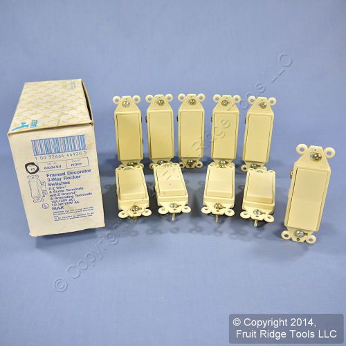 10 Eagle Electric Ivory Decorator Rocker Switches 3-Way 15A 6303V
