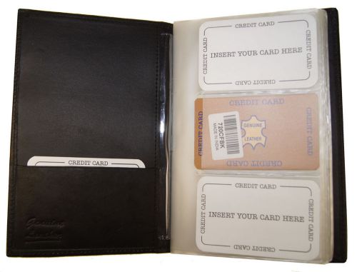 Genuine Leather Multiple Business ID Credit Cards Holder Book Organizer Wallet