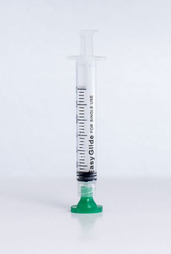 100 easy glide syringes sterile luer lock 3cc / 3ml with 100 green tip caps for sale