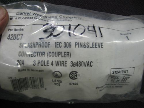 ONE Woodhead 420C7 - Splashproof IEC 309 Pin &amp; Sleeve, Connector - NIB NOS