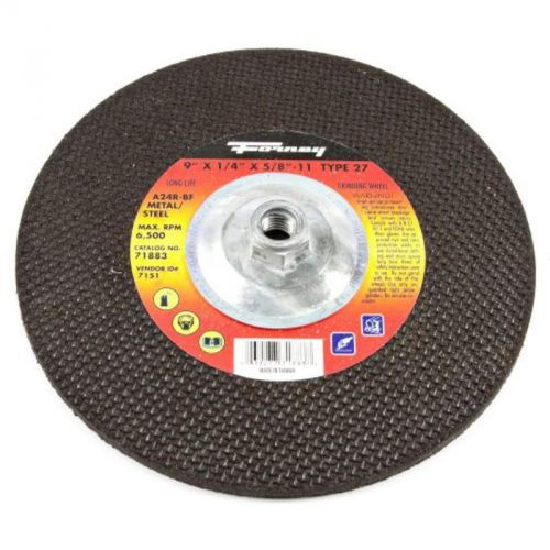 9&#034; X 1/4&#034; Grinding Wheel With 5/8&#034;-11 Threaded Arbor, Metal Type 27, A24R Forney