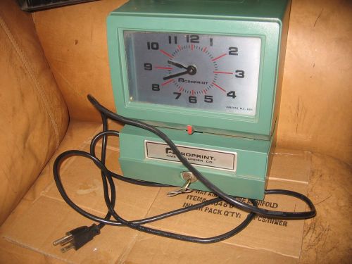 Acroprint 150NR4 Punch Time Clock recorder with Key NICE WORKS!
