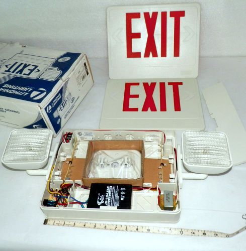 Exit Sign w/ Emergency Lights set Lithonia Lighting  ECR M6 5W 11&#034; x 22  ((up4tp