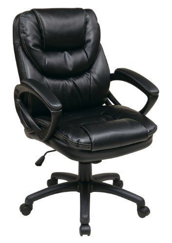 Worksmart faux leather managers chair with padded arms, black for sale