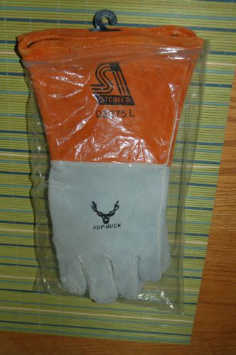 Large Steiner 02275L MIG Gloves, Soft-Buck Gray Split Deerskin Foam Lined Back