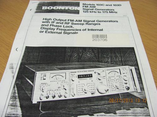 BOONTON MODEL 103C &amp; 103D: FM-AM Signal Generators - Specification Sheet #18095