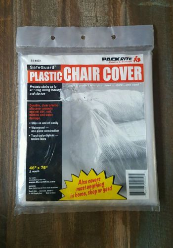 2 PIECE PLASTIC CHAIR COVER PACK RITE MOVING &amp; STORAGE CLEAR PROTECT WATERPROOF
