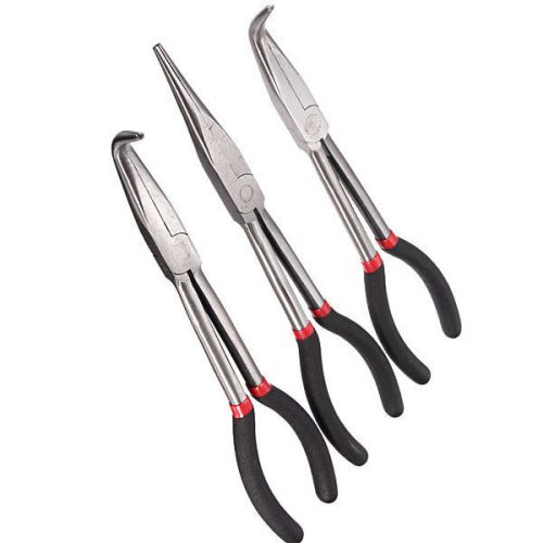New 3pcs 11inch extra long nose pliers straight bent tip tools set for sale