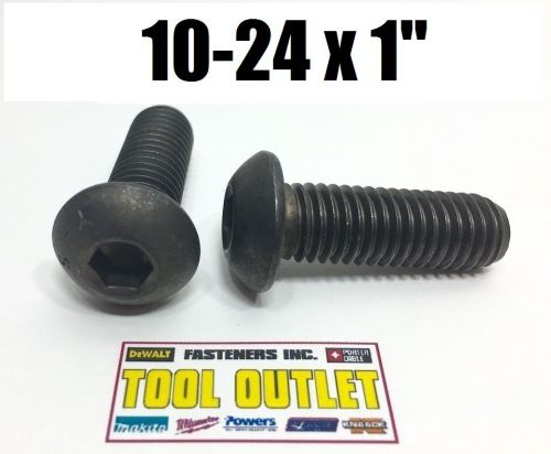 (qty 100) #10-24 x 1&#034; button head cap screw black oxide coarse thread socket for sale