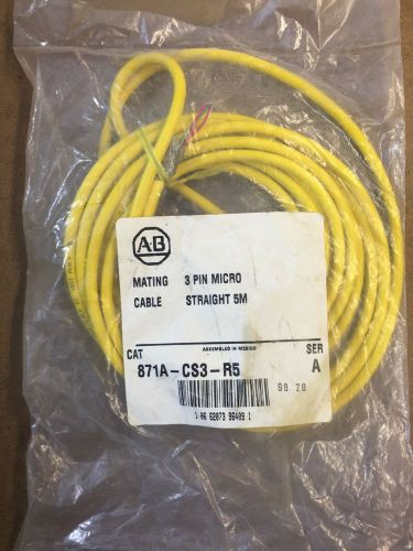 Allen Bradley 871A-CS3-R5 3 Pin Micro Cable Stright 5M