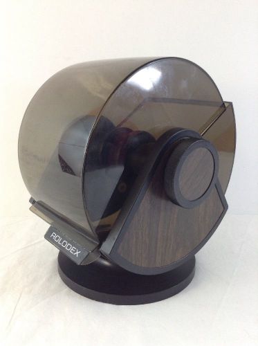 Vintage Rolodex Black Faux Wood Grain Look Rotary Base SW-24C *No Cards*