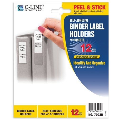 C-Line Self-Adhesive Binder Label Holders for 4 to 5-Inch Binders, 2.25 x 3