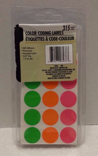 COLOR CODING LABELS Circles 3/4&#034; Self Adhesive 375/pk Various Colors