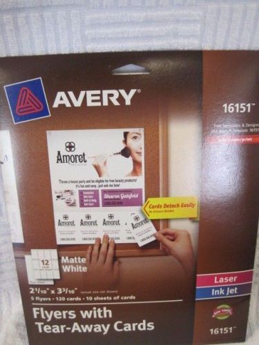 Avery 16151 Flyers with Tear-Away Cards, Matte White, Pack of 120 cards