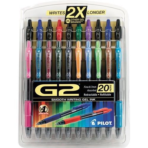 School Supplies Gel Ink Pen Pilot G2 Premium Retractable Fine Point Assorted Ink
