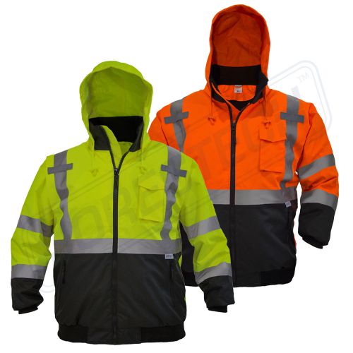 Hi-vis insulated safety bomber reflective jacket coat road work high visibility for sale
