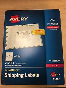 Avery 5168 White Shipping Labels, 3-1/2&#034; x 5&#034; (AVE5168) with TrueBlock