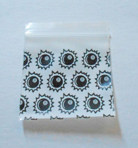 200 black 8 ball 1.5x1.5 eight ball baggies (1515) tiny poly ziplock dime bags for sale