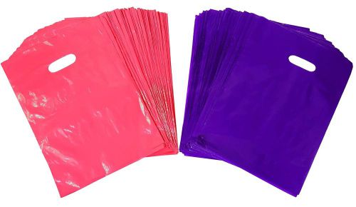 200 Purple and Pink Glossy Merchandise Bags Shopping Bags 9 X 12 with Die Cut...
