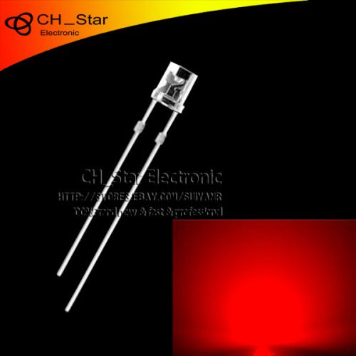 100PCS 3mm Flat Top Red Light LED Diodes Wide Angle Water Clear Transparent