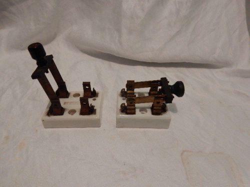 2 Vintage ceramic Electrical Double Pole Knife  switches
