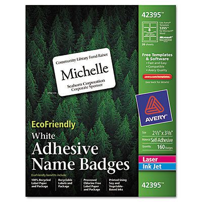 Avery EcoFriendly Adhesive Name Badges - 42395 - 160 badges