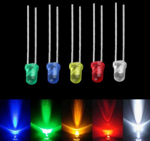 3mm Red Blue Yellow LED Light White Green Bulb Emitting Diode Lamps 100pcs Set