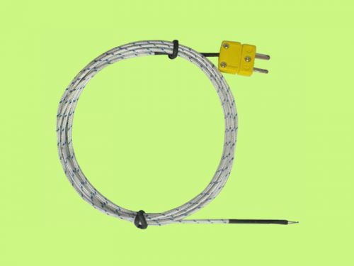 K Type Thermocouple w 2m (6.6&#039;) Fiberglass Overbraided &amp; Mini Connector-Special!