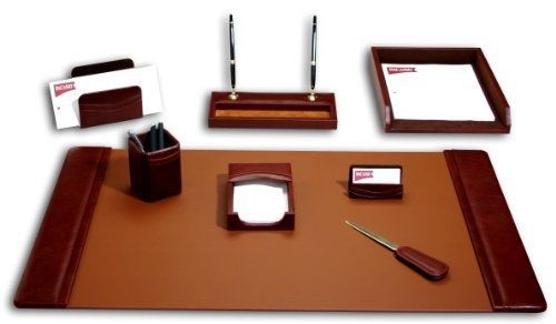 Dacasso leather desk set, 8-piece, mocha for sale