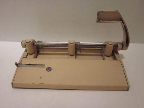 Foothill 310 Adjustable Heavy-Duty Three-Hole Punch 13/32&#034; Holes Beige Vintage
