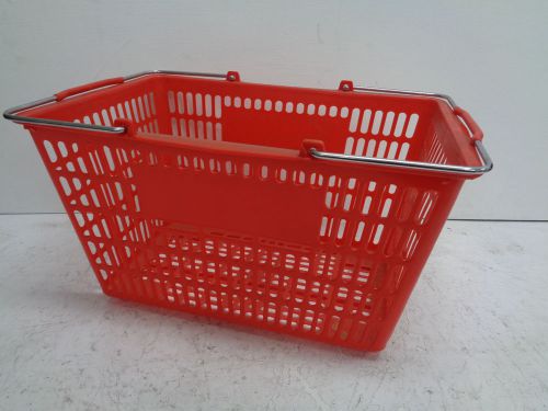 Lot of 7 Used Shopping / Grocery Basket, steel handle with red plastic basket