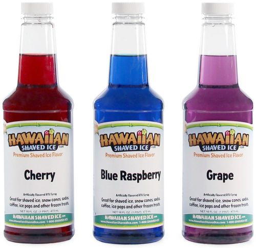 Hawaiian shaved ice 3 flavor pack of snow cone syrup, 3 pints for sale