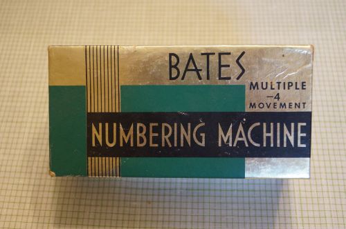 Bates 4-movement numbering machine, used, in original box