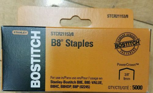 Stanley Bostitch B8 Powercrown Staples 3/8 Inch Leg Length - 5,000 Pack New