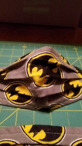 3 pkg Batman Face Masks Covering Adult Size Single Layer Flannel Sturdy Handmade