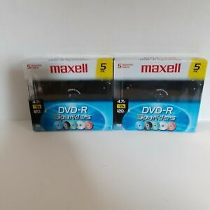 2 pkg DVD-R Sparklers Maxell 5 CD each 10 Total 5 assorted Colors 120 min 4.7 GB