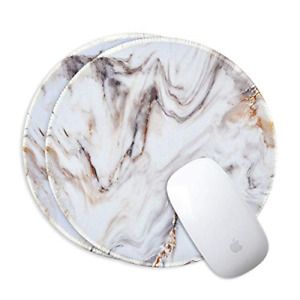 2 Pack White Marble Mouse Pad Round Office Mouse Pads Art Print Pattern Mouse x